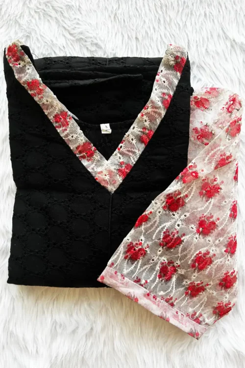 Premium Organza Hakoba Fabric Kurti with Puff Sleeve – FFS120