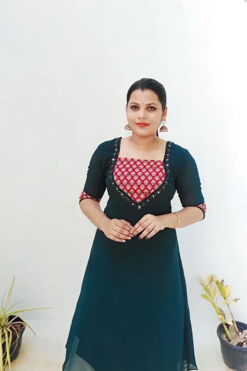 Georgette Ajrakh Mirror Work – FFS137