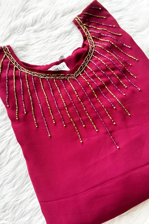 Georgette Handwork Partywear with Sleeve work FFS370