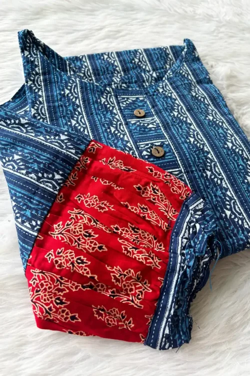 Cotton Ajrakh Modern Puff Sleeve Daily wear FFS445