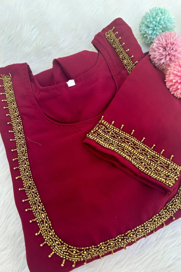 Handwork Partywear with Sleeve Work FFS996 - Image 8