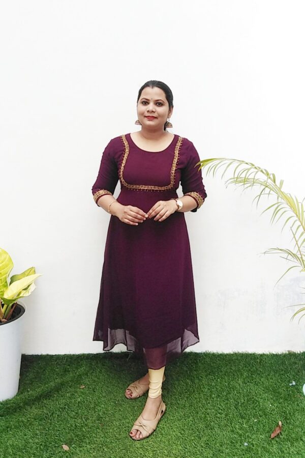 Handwork Partywear with Sleeve Work FFS996 - Image 5