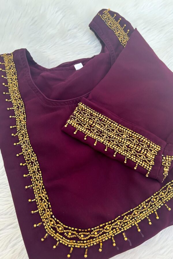 Handwork Partywear with Sleeve Work FFS996 - Image 6