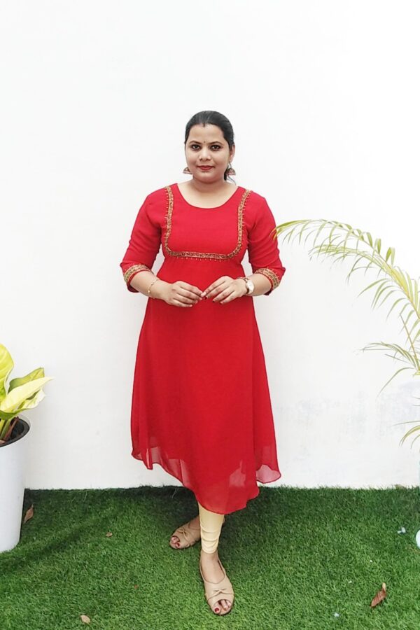 Handwork Partywear with Sleeve Work FFS996 - Image 4
