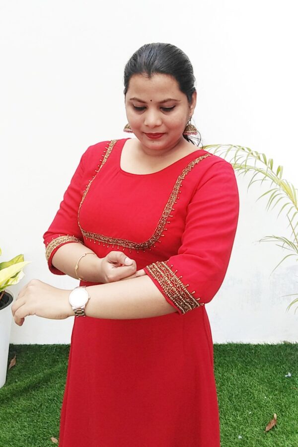 Handwork Partywear with Sleeve Work FFS996 - Image 3