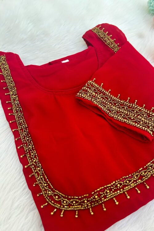 Handwork Partywear with Sleeve Work FFS996