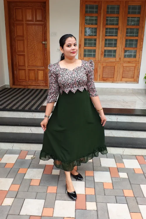 Western Dress Kurti – FFS1437 – Olive Green [PRE-BOOK]