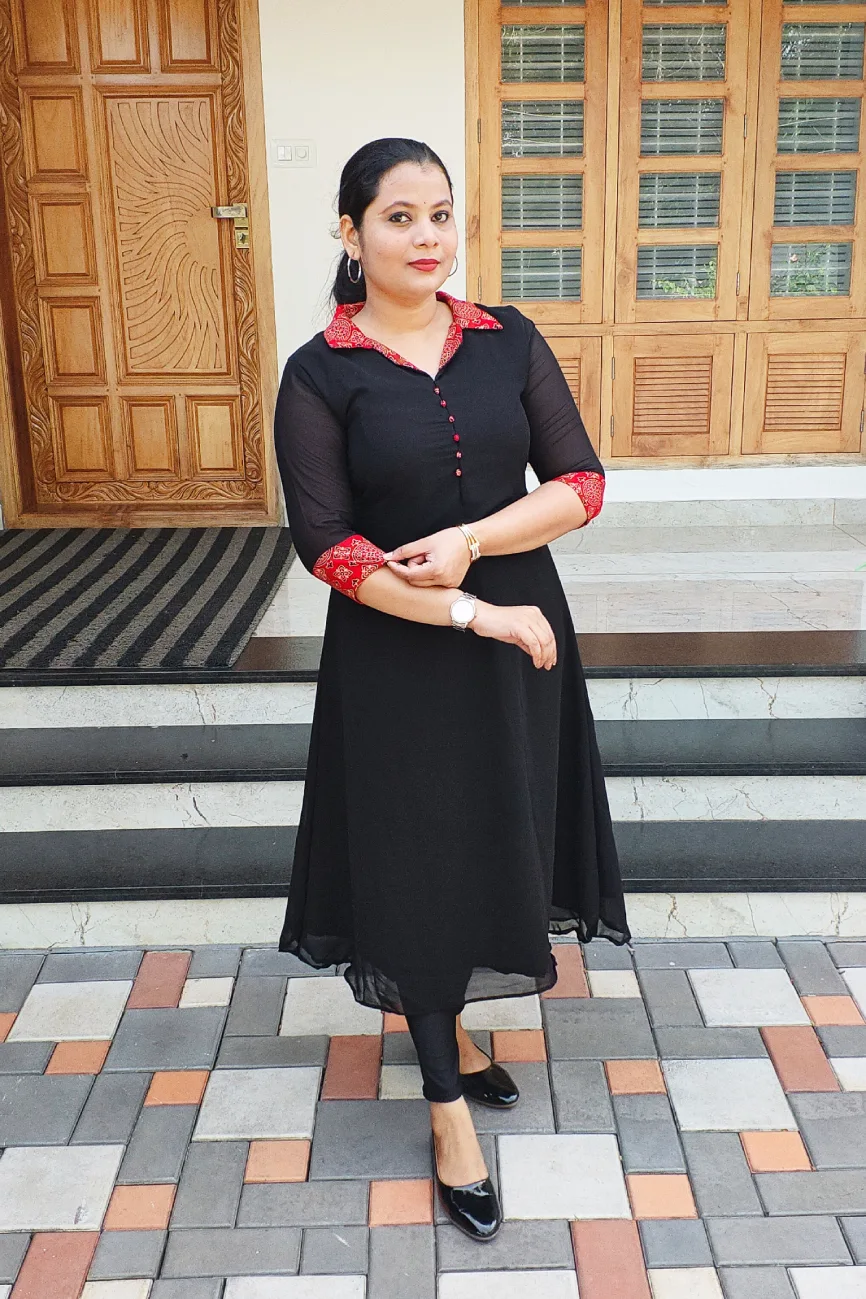 Modern Collar Kurti – FFS1446- Black [PRE-BOOK]