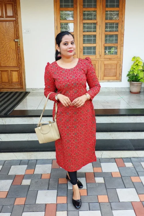 Full Body Ajrakh Cotton Kurti – FFS1458 – Red [PRE-BOOK]