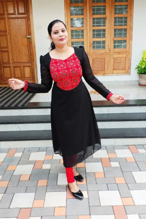 Ajrakh Patch Kurti – FFS1460 – Black [PRE-BOOK]