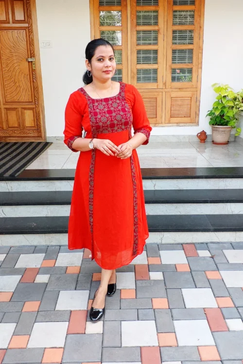 Overcoat Kurti – FFS1466- Orange [PRE-BOOK]