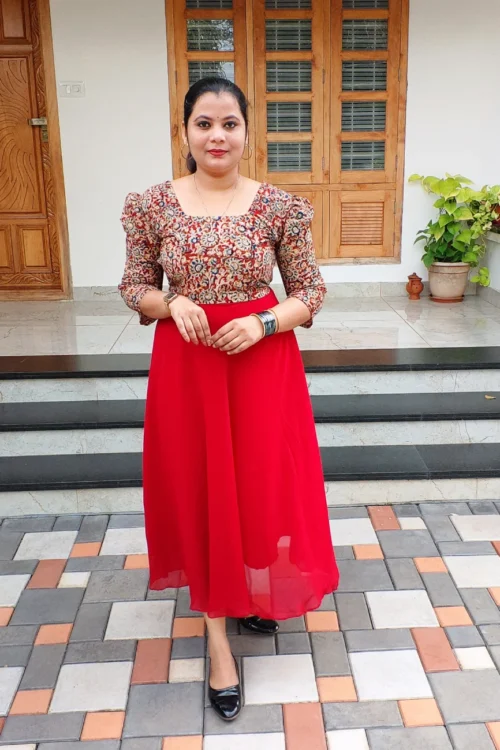 Kalamkari Gown Kurti – FFS1470- Maroon [PRE-BOOK]