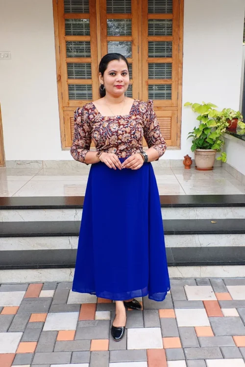 Kalamkari Gown Kurti – FFS1471- Royal Blue [PRE-BOOK]
