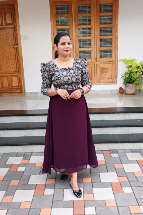 Kalamkari Gown Kurti – FFS1472- Wine [PRE-BOOK]