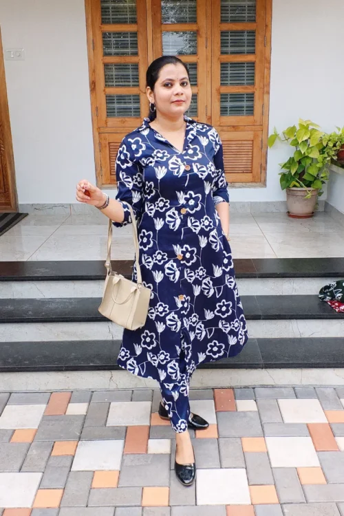 Modern Neck Co-ord Set – FFS1481 – Navy Blue