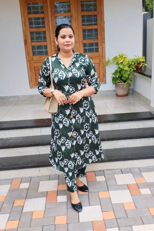 Modern Neck Co-ord Set – FFS1483 – Dark Green