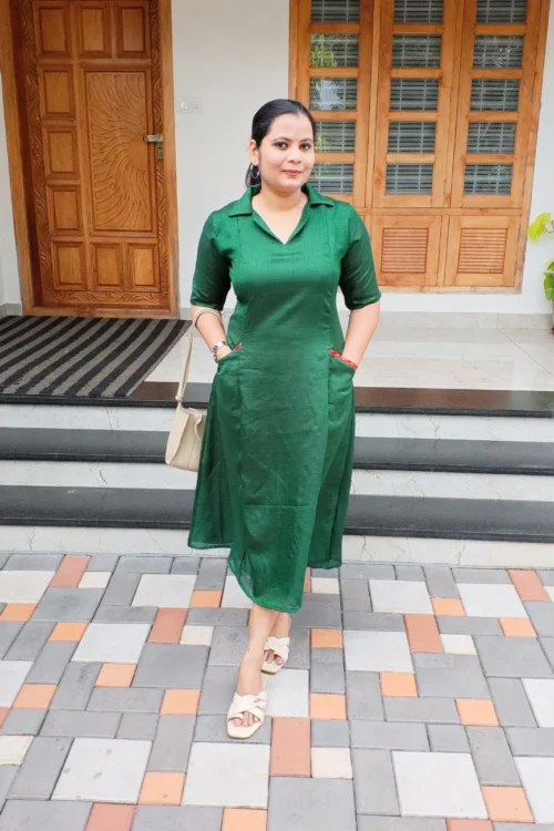 Collar Pocket Kurti – FFS1493 – Green [PRE-BOOK]