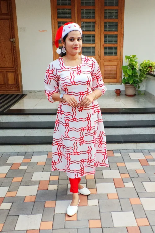 Xmas Special Kurti – White – FFS1510