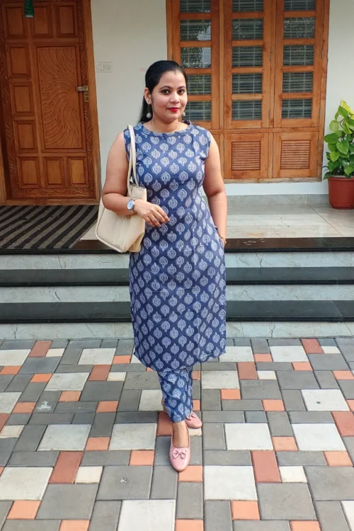 Elegant Co-ord Set (3⁄4 Sleeve Included) – Blue – FFS1517