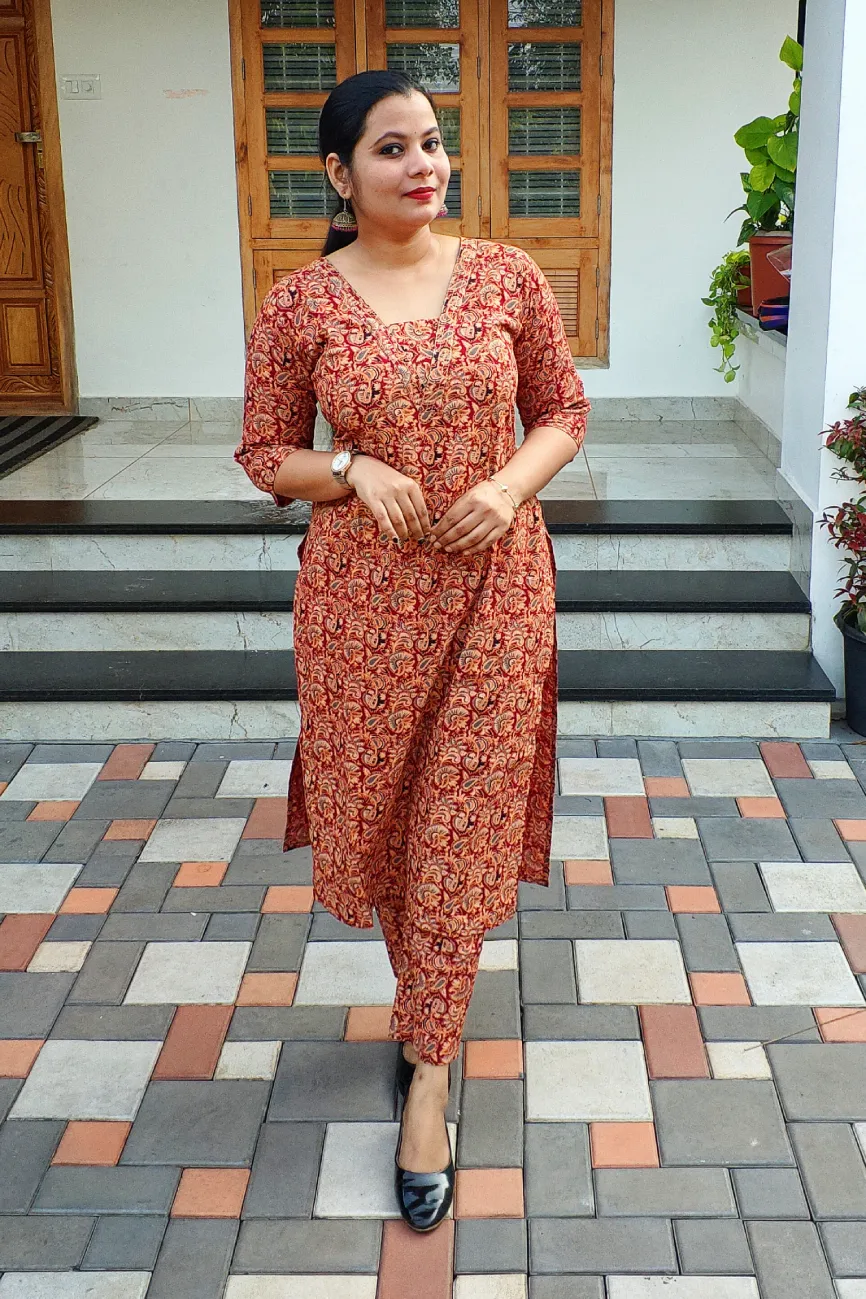 Cotton Kalamkari Co-ord Set - FFS1526 - Image 2